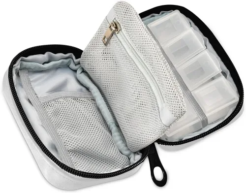 Vista 2 de Pastillero personalizado para 7 días, organizador de píldoras de viaje personalizado, pastillero semanal portátil, contenedor de suplementos