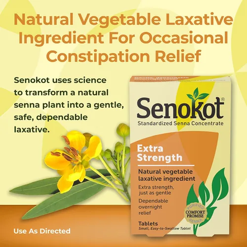 Vista 3 de Senokot Tabletas de ingredientes laxantes vegetales naturales extra fuertes, concentrado de senna, doble fuerza para alivio suave durante la noche