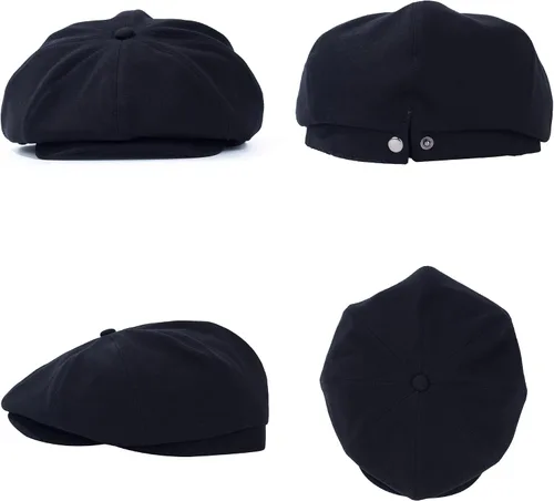 Vista 2 de Gorra de Newsboy para hombre, 8 paneles irlandeses para novatos Negro