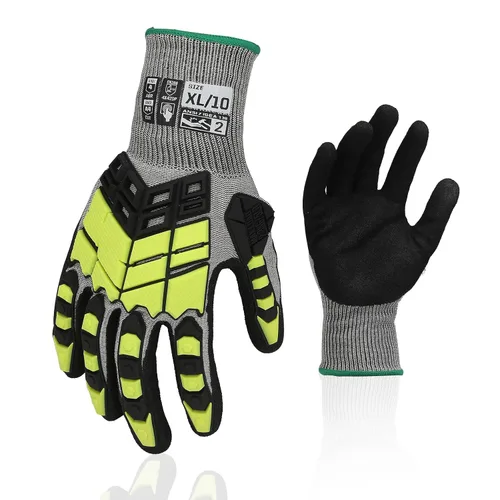 Vista 26 de Guantes de trabajo de seguridad Graloky, guantes de impacto para hombres y mujeres, guantes resistentes a cortes antideslizantes de trabajo pesado