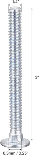 Vista 2 de uxcell Perno de carro de 1/4-20x3" Cuello cuadrado de cabeza redonda Q235 Acero al carbono 25pcs