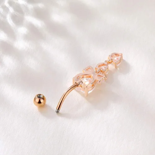 Vista 4 de NASAMA Piercing de ombligo de acero inoxidable 14G para mujer, joyería de piercing para el ombligo CZ