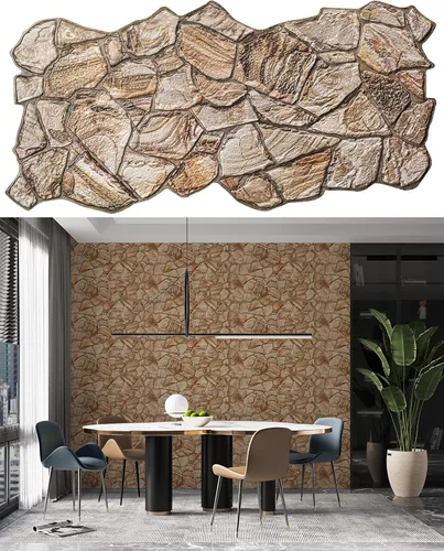 Vista 10 de Dundee Deco Paneles de pared 3D, paneles de pared de PVC de piedra sintética de carbón blanco para decoración de pared interior, sala de estar, Gris