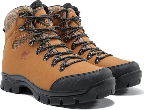 Vista 6 de CAMEL CROWN Botas de senderismo para hombre, de cuero auténtico