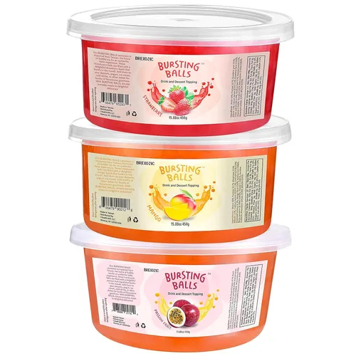 Vista 10 de Perlas Boba de fruta de la pasión, bolas de té explosivas, bebida y cobertura de postre, perlas de tapioca de burbujas de maracuyá para té