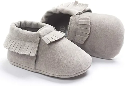 Vista 4 de Meckior Mocasines de primera calidad con borla y lazo para bebés y niñas, con suela suave, antideslizante, para cuna, bautizo, zapatos, Negro