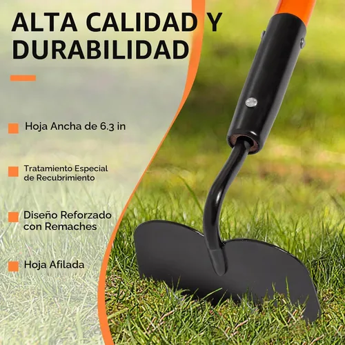 Vista 2 de Nohovu Herramienta de azada de jardín, herramienta de jardín de azada de 58 pulgadas con mango largo de fibra de vidrio, azada de jardín resistente