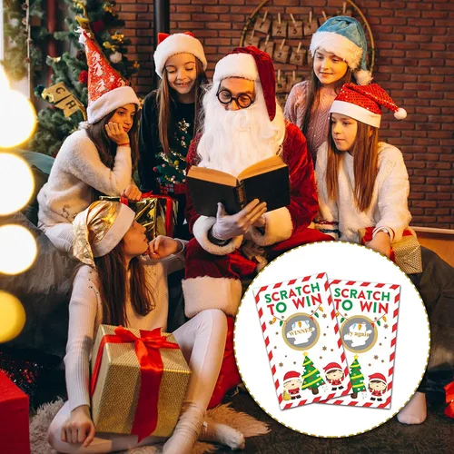Vista 5 de Tarjetas de juego para rascar de Navidad – Juegos de rascar para fiestas de Navidad para adultos – Boletos de rifas de Navidad – Actividades
