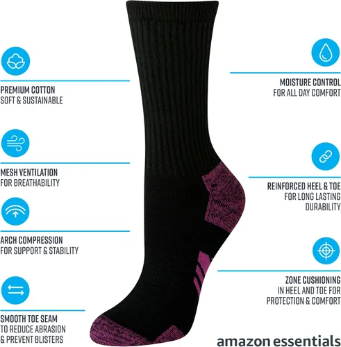 Vista 2 de Tienda Essentials Calcetines deportivos acolchados de algodón para mujer, 6 pares