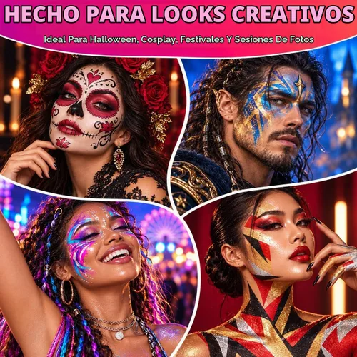 Vista 6 de Paleta de pintura facial de Halloween, kit de pintura de maquillaje