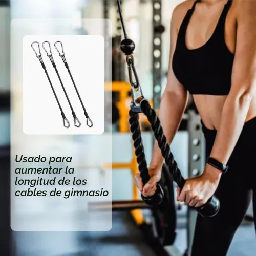 Vista 6 de LOOEEL 3 extensiones de cable de gimnasio, cable de extensión de gimnasio de 0.2 pulgadas de grosor, accesorios de cuerda de extensión de fitness