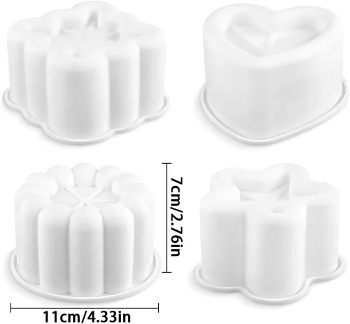 Vista 2 de 4 moldes de silicona antiadherentes para suministros de hornear, molde cuadrado de estrella, corazón, flor, pastel, moldes de silicona para pudín