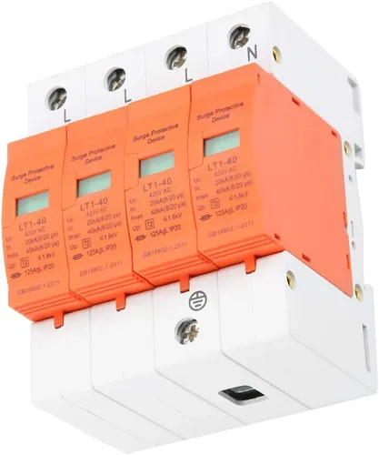 Vista 7 de Oumefar 4 Pole AC 420V House Protector 40KA dispositivo de pararrayos de baja tensión Dispositivo de carril DIN