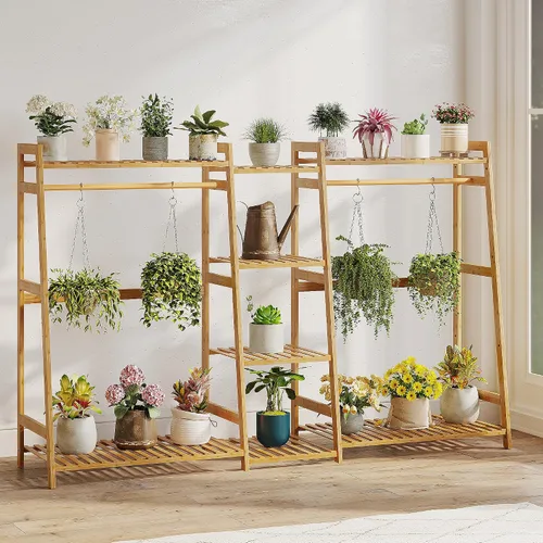 Vista 8 de BAMBOOHOMIE Perchero de ropa para niños con estantes, perchero de ropa de bambú para niños, niños y bebés, perchero de almacenamiento para vestirse