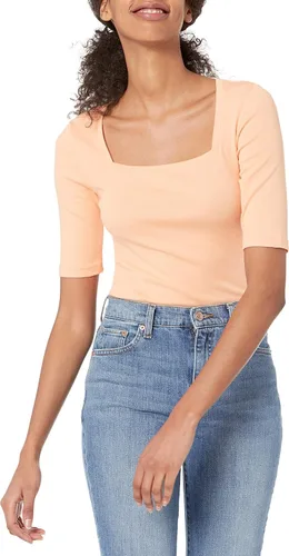 Vista 66 de Amazon Essentials - Camiseta de manga corta y cuello cuadrado para mujer