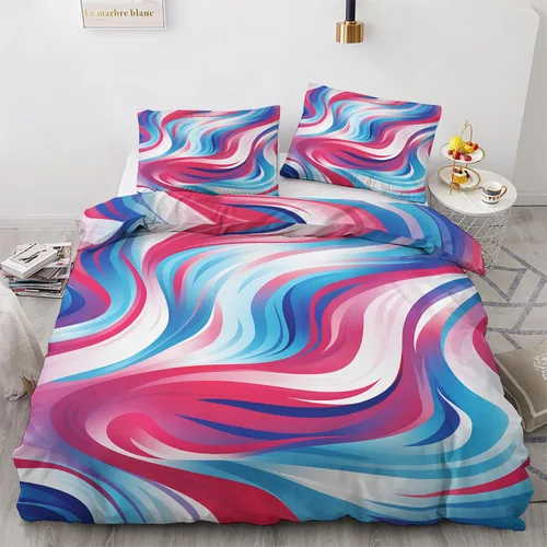 Vista 46 de Funda de edredón abstracta tamaño individual Juego de ropa de cama de arte colorido 2 piezas Funda de edredón con patrón de microfibra suave