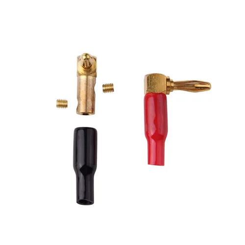 Vista 3 de HRLORKC - 10 conectores tipo banana de ángulo recto - Conector de altavoz de 90 grados de 0.157 in/0.16 pulgadas (rojo y negro)