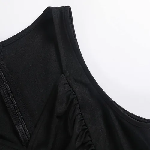 Vista 6 de ZAFUL Vestido midi cruzado para mujer, sin mangas, disfraz de Halloween, estampado de murciélago, cosplay, fiesta, acampanado, vestidos acampanados