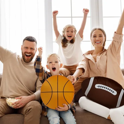 Vista 5 de Juexica Almohadas deportivas esponjosas de peluche para fútbol, baloncesto, béisbol, cojín deportivo de felpa para decoración de habitación, regalo
