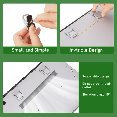 Vista 2 de Soporte invisible para portátil, soporte para teclado de computadora para escritorio, soporte mini portátil de enfriamiento elevado (negro)