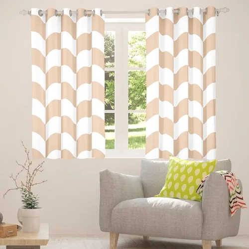 Vista 4 de Feelyou Beige Brown and White Curtains for Bedroom Living Room Modern Geometric Blackout Shades Abstract Checkered Room Darkening Curtain Rhombus