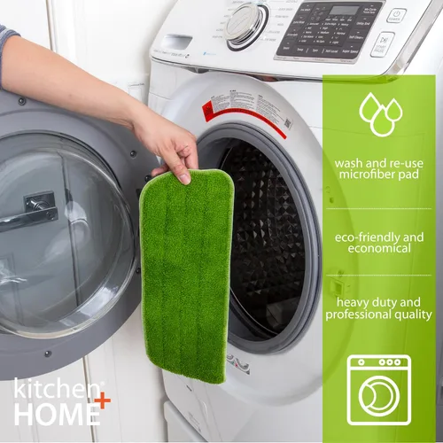 Vista 5 de Kitchen + Home - Almohadillas de microfibra para trapeador – Recambio de cabezal de trapeador húmedo y seco de microfibra de 16 pulgadas, paquete