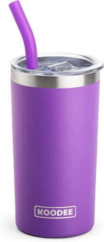 Vista 12 de koodee Vaso térmico con popote de 12 oz delgado de acero inoxidable de doble pared al vacío para mujer, sin sudor (blanco)