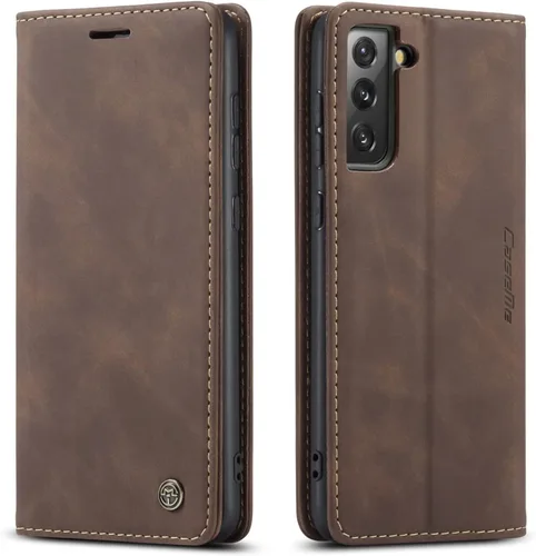 Vista 14 de Funda tipo cartera compatible con Samsung Galaxy S21 con tarjetero de bloqueo RFID, funda de piel con función atril para Samsung Galaxy S21 de 6.2