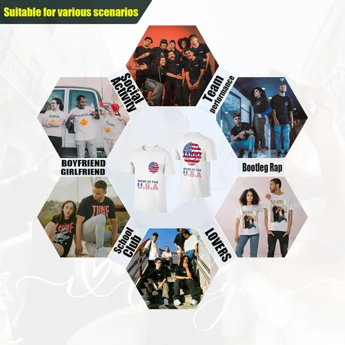 Vista 3 de Hecho en Estados Unidos - Camisetas personalizadas para hombres y mujeres, camisas personalizadas con impresión frontal y trasera, diseña tu propia