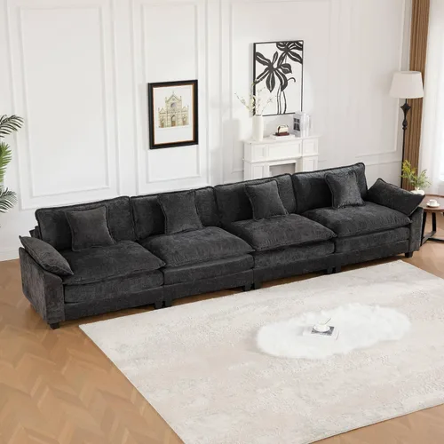 Vista 17 de Modular Sectional Couches Sofa, 4-Seat Cloud Couch with Double Layer Upholstered Seat Cushion, Breathable Chenille Fabric, for Living Room Bedroom