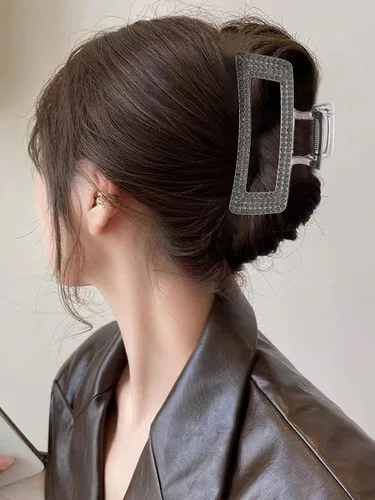 Vista 9 de WORTL Pinzas grandes de metal cuadradas de 3.5 pulgadas, paquete de 4 abrazaderas de pelo de diamantes de imitación para mujeres y más delgadas