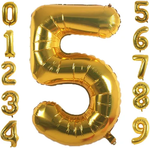 Vista 7 de Globos de papel de aluminio dorado (número 1, 40 pulgadas)