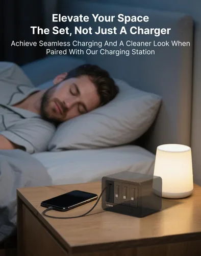 Vista 2 de Cargador de pared USB C de 40 W con cable retráctil integrado, bloque de carga rápida plegable 2 en 1, artículos esenciales de viaje compatible