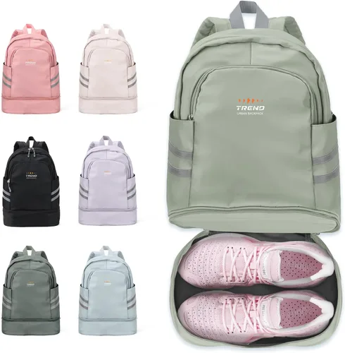 Vista 31 de coofay Mochila de gimnasio para mujer, bolsa de gimnasio con compartimento beige (A-Beige)
