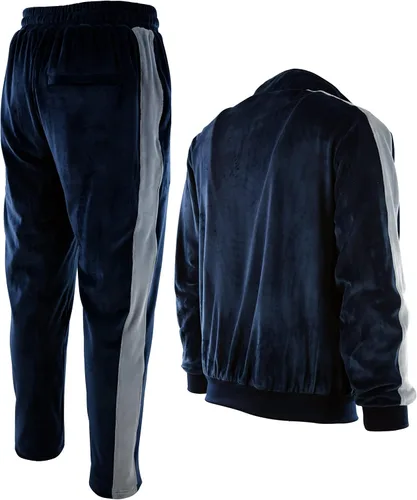 Vista 6 de Conjunto de terciopelo para hombre con bolsillos con cremallera y forro de terciopelo