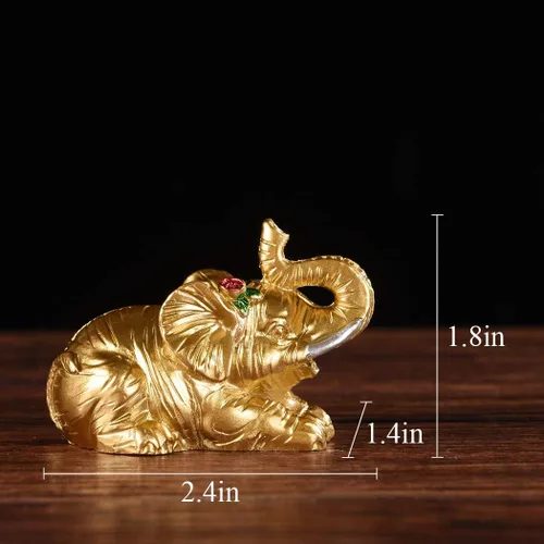 Vista 2 de BRASSTAR Estatua de resina Thai Eight Elephants 1.8" Home Office Feng Shui Decor Collection Figurine Love Wealth Luck Gather PTZD048 (dorado)