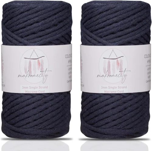 Vista 86 de Makromecity, Cordón de macramé de un solo hilo de 3 mm x 100 yardas (300 pies) de 3 mm de cordón de algodón azul bebé para arte y manualidades
