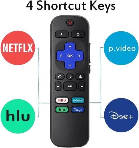 Vista 4 de 2 unidades de control remoto de repuesto compatibles con Roku TV, ajuste remoto universal para televisores inteligentes