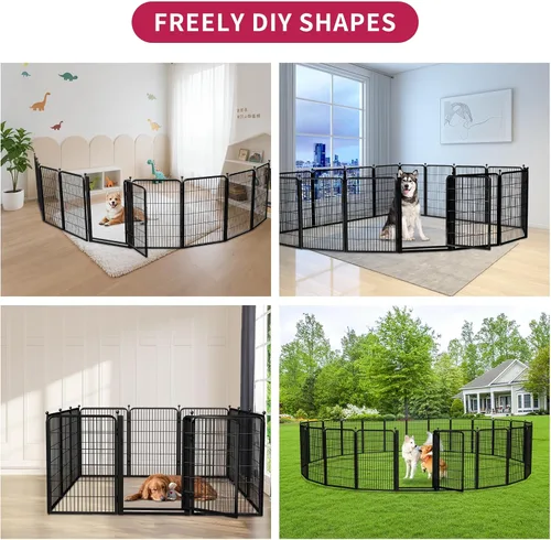 Vista 6 de Corralito para perros al aire libre, 40 pulgadas, 48 paneles, valla para perros con puerta extra ancha, corral para mascotas sin tropiezos, corral