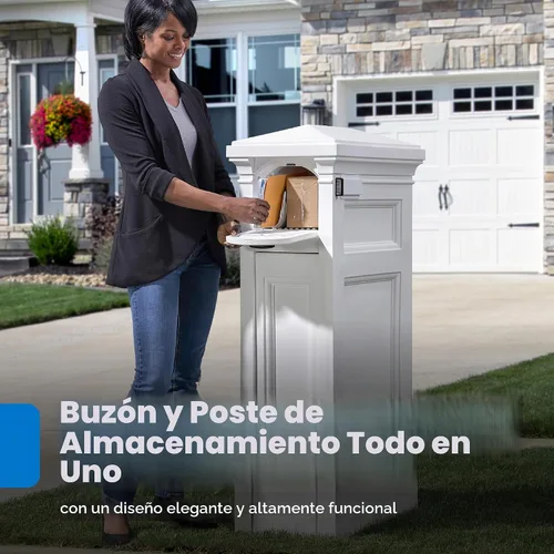 Vista 2 de Step2 Atherton Reserve - Buzón y poste de almacenamiento, almacenamiento adicional, resistente a la intemperie, buzones grandes para exteriores