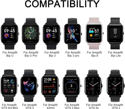 Vista 3 de Paquete de 2 correas para Amazfit Bip 3 / Bip 3 Pro / Bip U Pro / Bip / Bip Lite / Bip S lite / Bip S lite / Bip U, Amazfit Active 2, correa