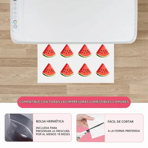 Vista 5 de Papel comestible tamaño A4 11.7" x 8.3", 25pcs