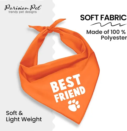 Vista 2 de Parisian Pet Bandanas naranjas para perros – Bandana ajustable para cachorros – Accesorios para perros para niños y niñas – Pañuelo para perros Best