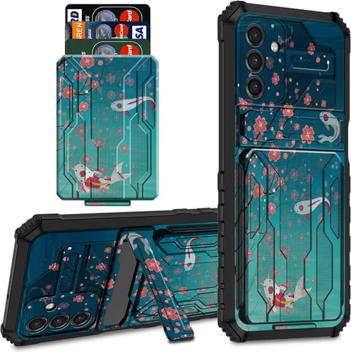 Vista 36 de Funda protectora de TPU suave para Samsung Galaxy A03S con soporte para tarjeta de crédito y soporte de doble capa de policarbonato duro de TPU