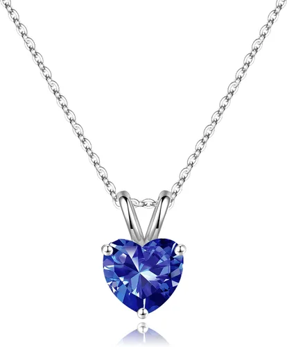 Vista 37 de SMILEST Dainty Heart Birthstone Necklace for Women, 925 Sterling Silver 01-enero-granate rojo