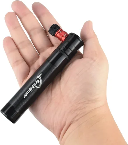 Vista 2 de Mini bomba de bicicleta - Bomba de bicicleta Presta & Schrader - Bomba de neumáticos de 90 PSI para carretera y MTB - Bomba portátil para neumáticos