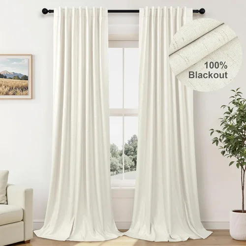 Vista 44 de Pitalk Cortinas cortas 100% opacas de lino para cafetería, 40 pulgadas de largo, 2 paneles, cortinas de puerta francesa para ventana, cortina