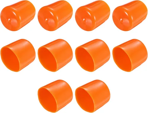 Vista 264 de uxcell 10 tapas de goma para extremos de 0.591 in de identificación, tapa de extremo redondo, protectores de rosca de tornillo, color negro