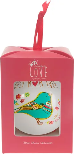 Vista 8 de Pavilion Gift Company 54026 - Adorno floral de cristal con texto en inglés "A Mother's Love Best Mom Ever", diseño de pájaro verde azulado