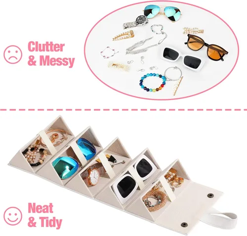 Vista 5 de MoKo - Organizador de gafas de sol con 5 ranuras, estuche de viaje para gafas de sol portátil, estuche de almacenamiento para mujeres y hombres